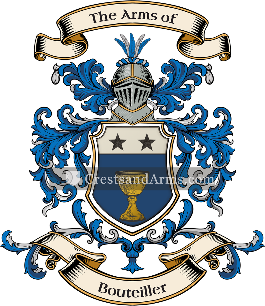 The Bouteiller coat of arms, drawn from the recorded blazon