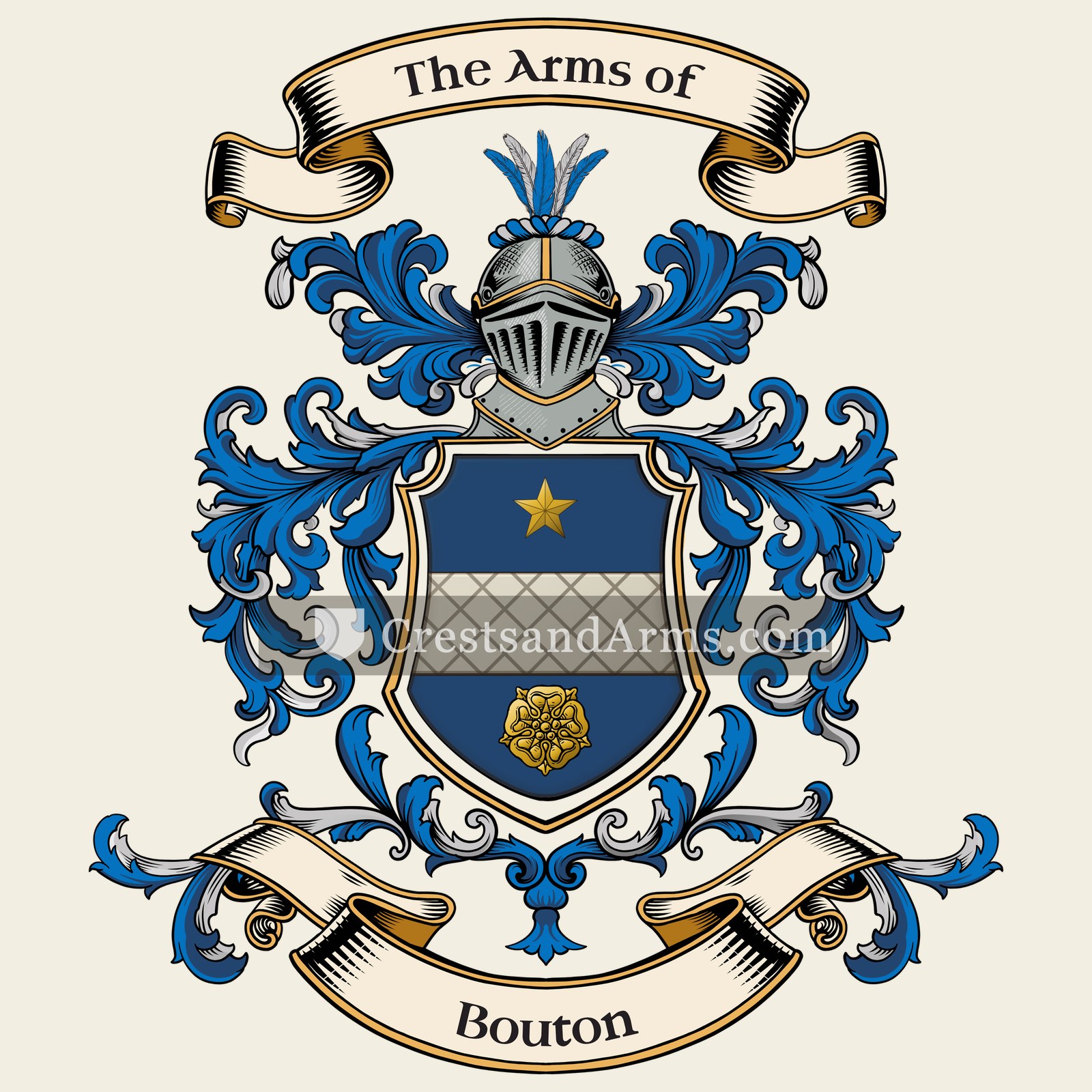 The Bouton coat of arms, drawn from the recorded blazon