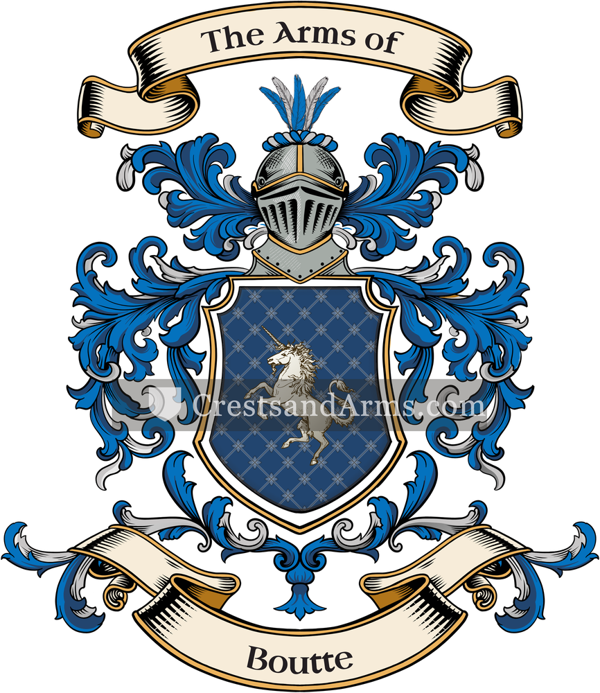 The Boutte coat of arms, drawn from the recorded blazon