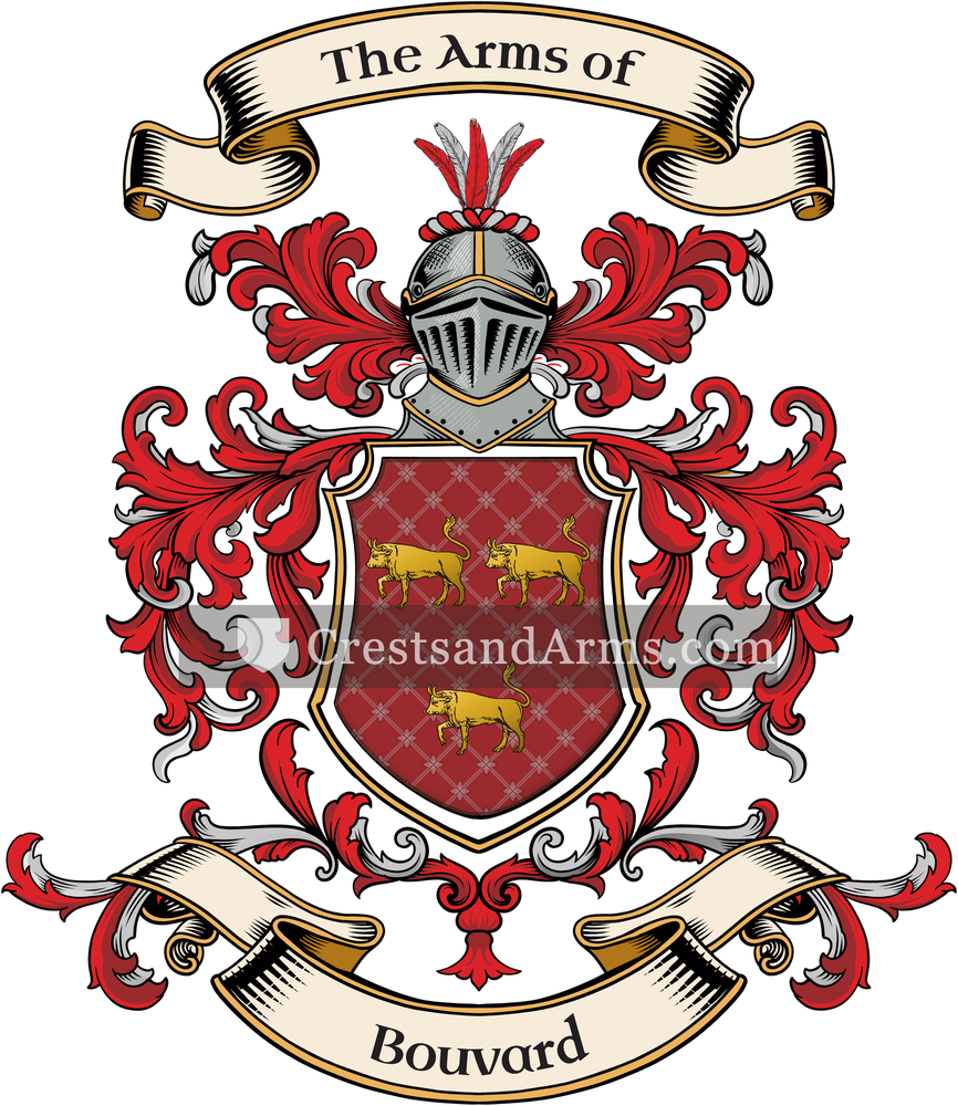 The Bouvard coat of arms, drawn from the recorded blazon