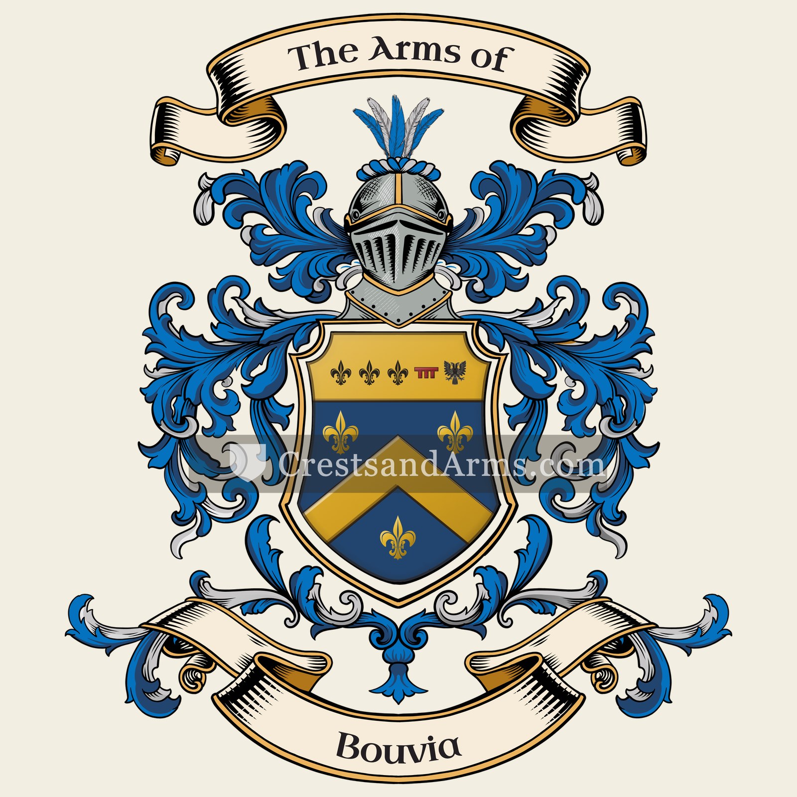 The Bouvia coat of arms, drawn from the recorded blazon