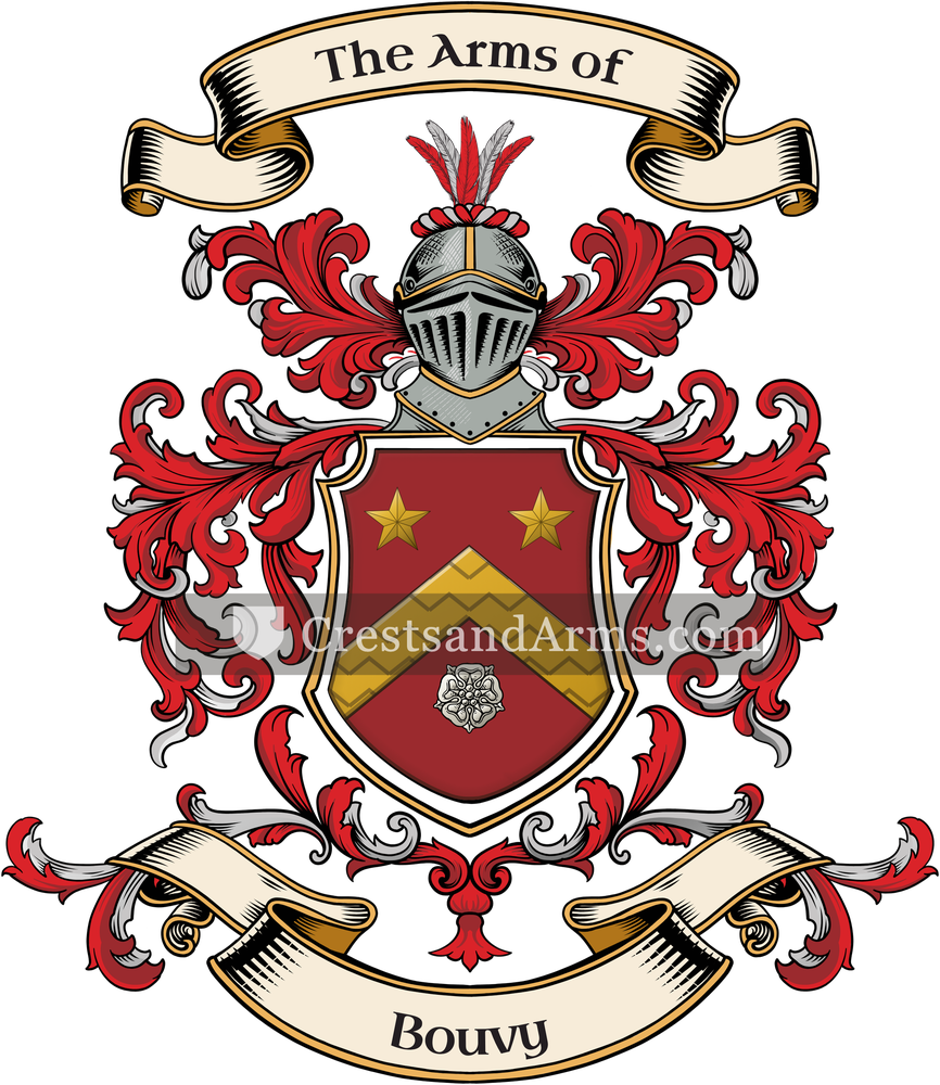 The Bouvy coat of arms, drawn from the recorded blazon