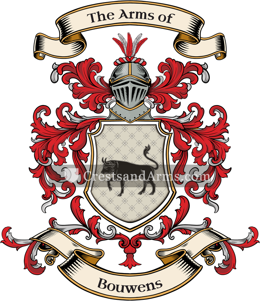 The Bouwens coat of arms, drawn from the recorded blazon