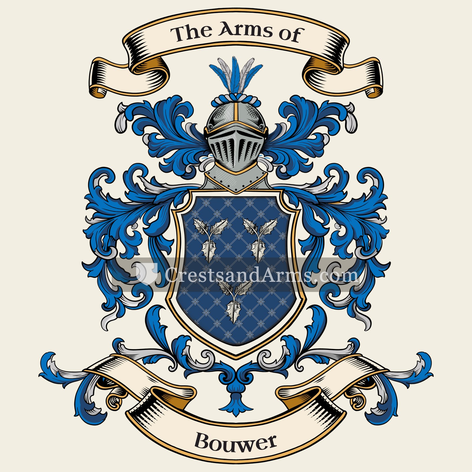 The Bouwer coat of arms, drawn from the recorded blazon