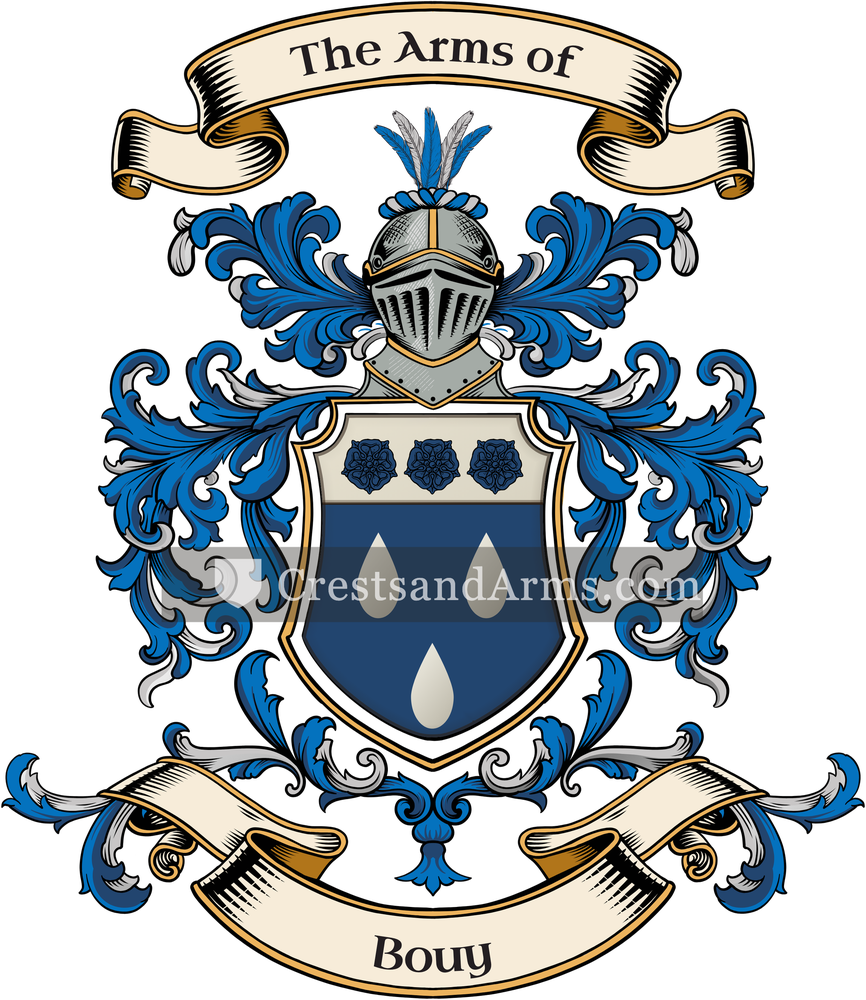 The Bouy coat of arms, drawn from the recorded blazon