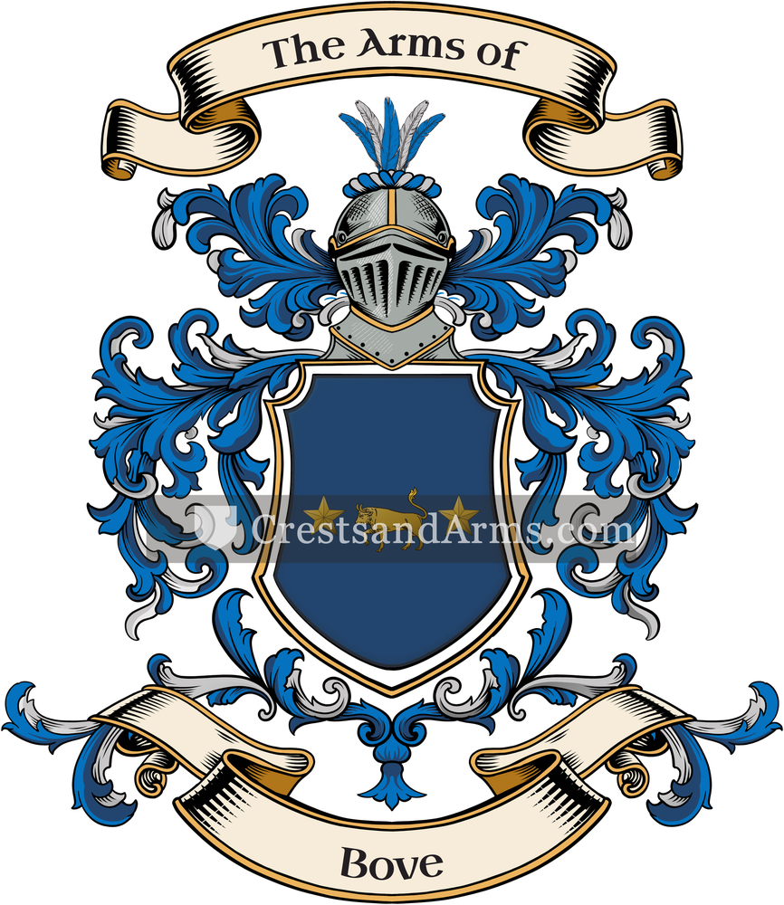 The Bove coat of arms, drawn from the recorded blazon