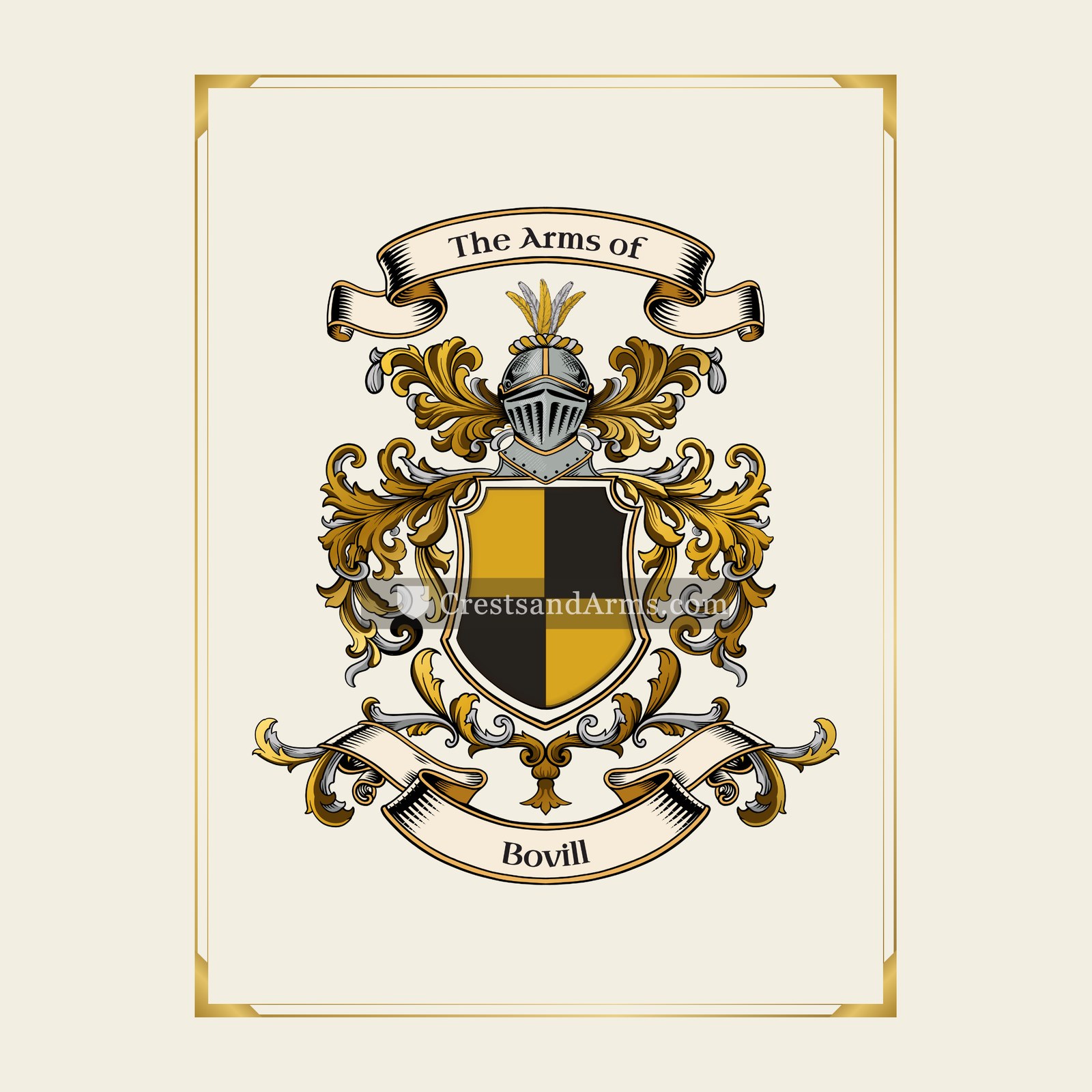 With gold border