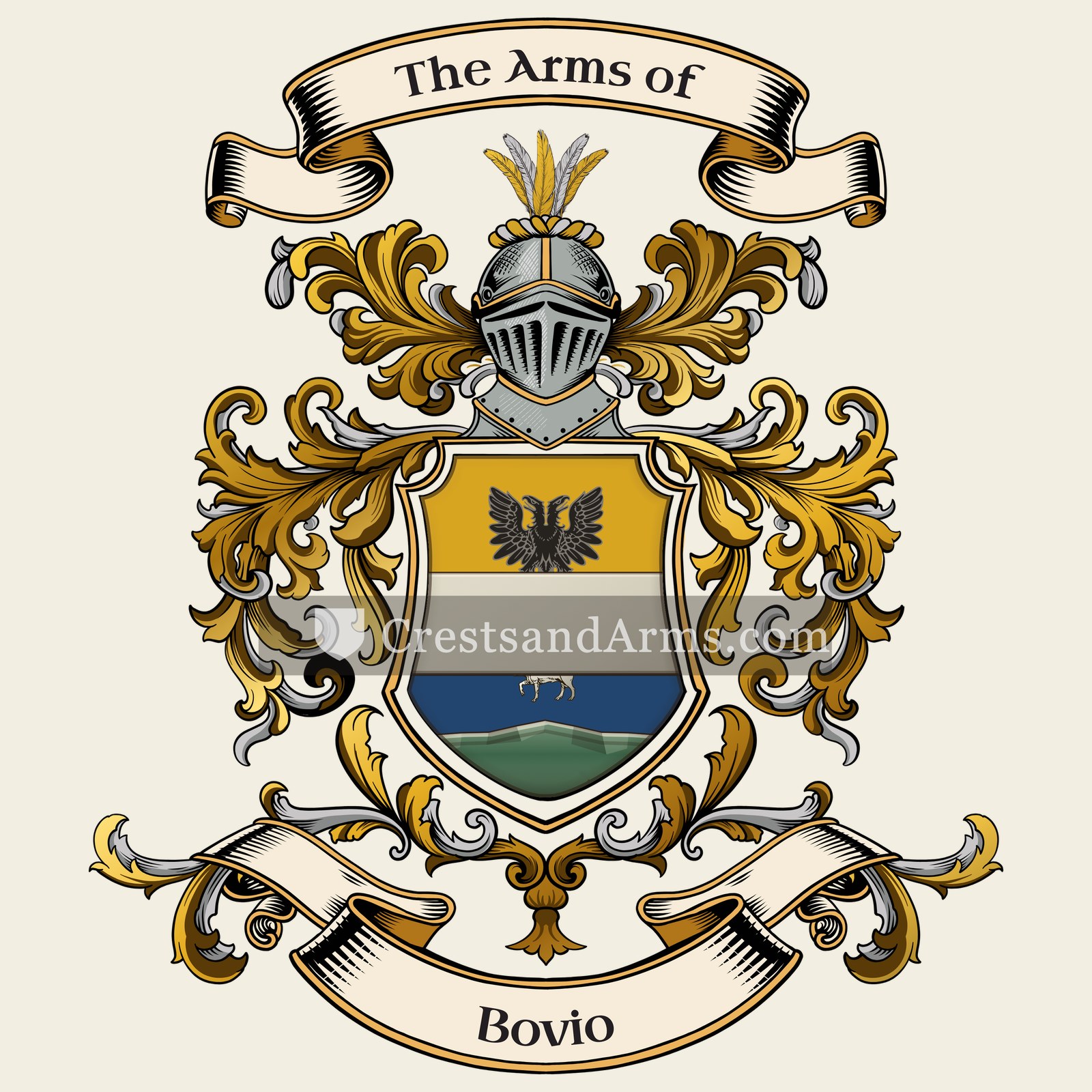 The Bovio coat of arms, drawn from the recorded blazon