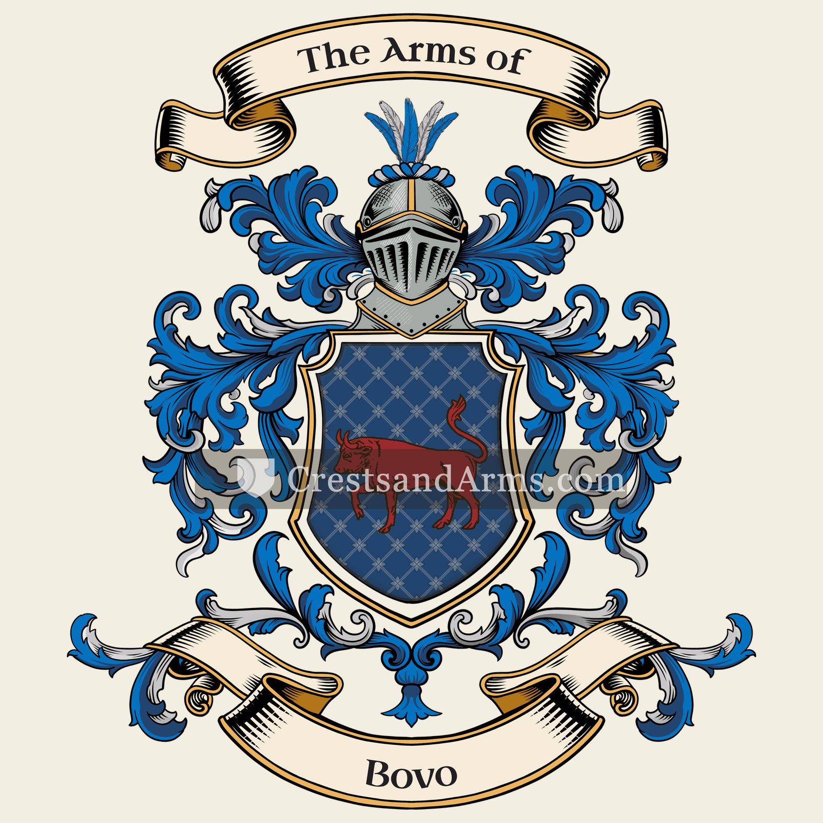 The Bovo coat of arms, drawn from the recorded blazon