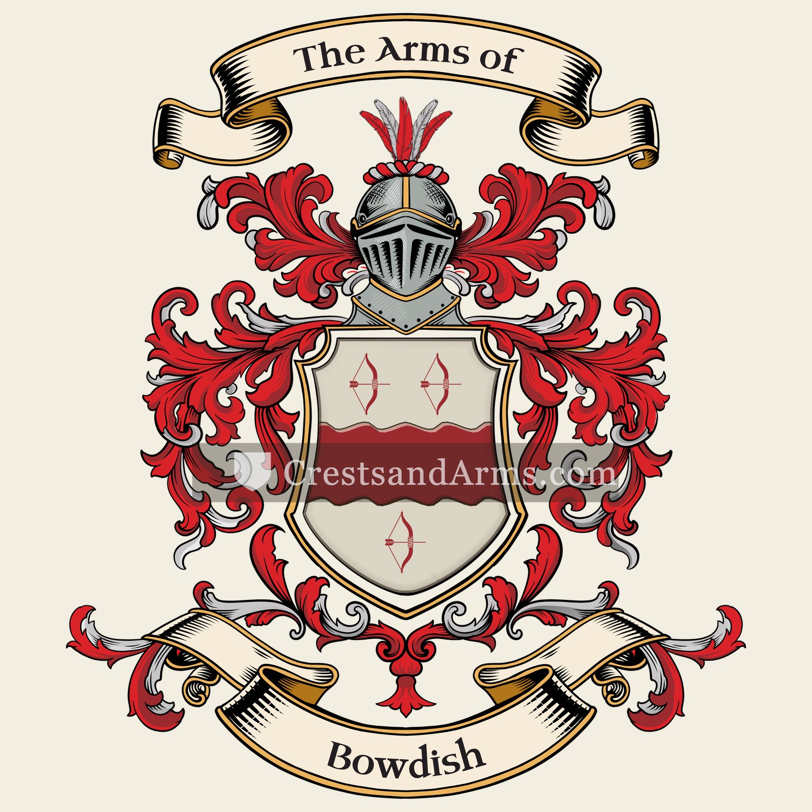 The Bowdish coat of arms, drawn from the recorded blazon