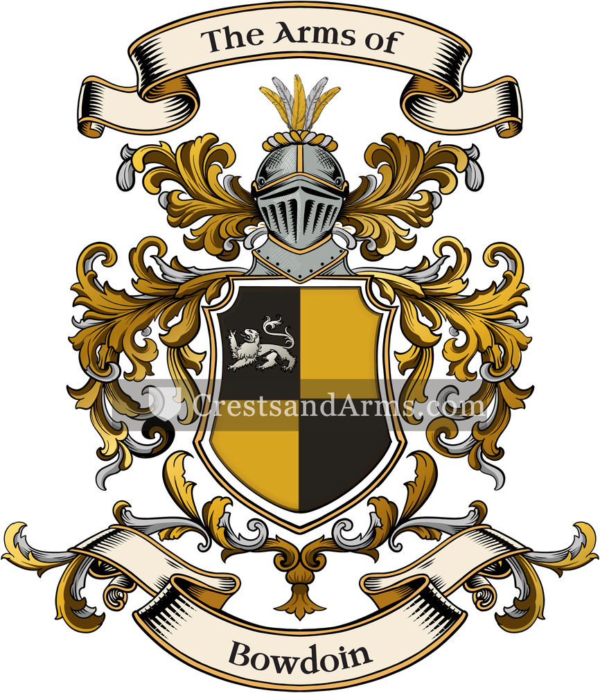 The Bowdoin coat of arms, drawn from the recorded blazon