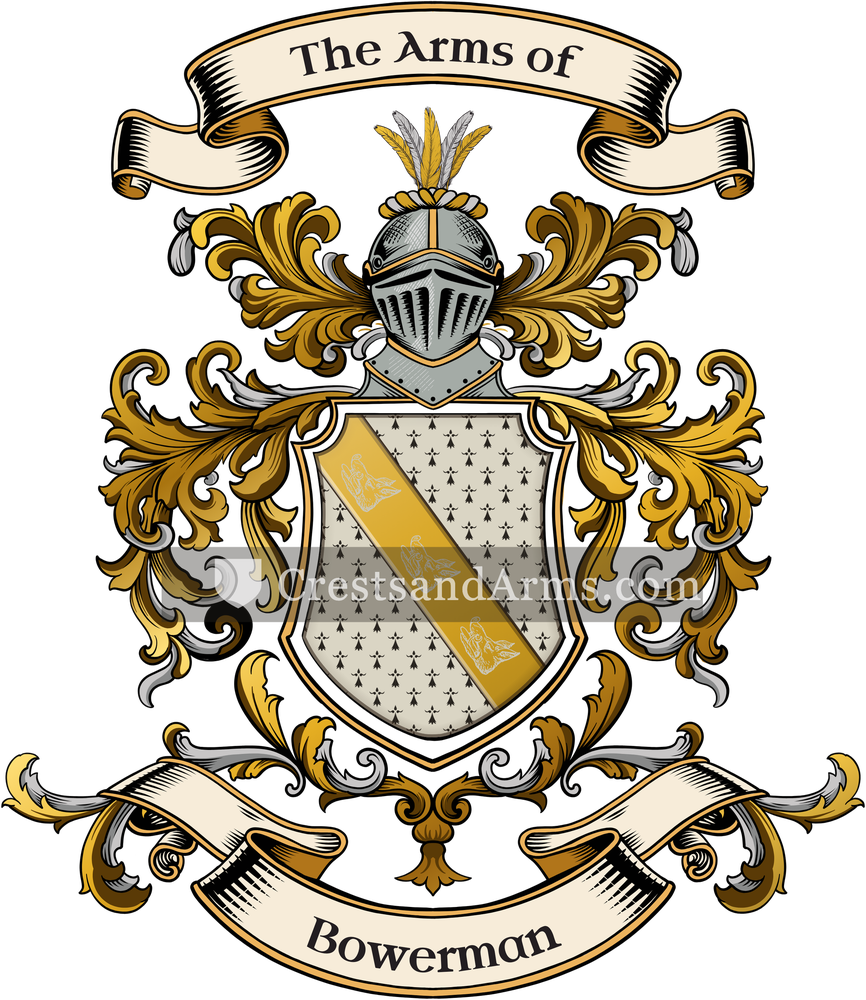 The Bowerman coat of arms, drawn from the recorded blazon