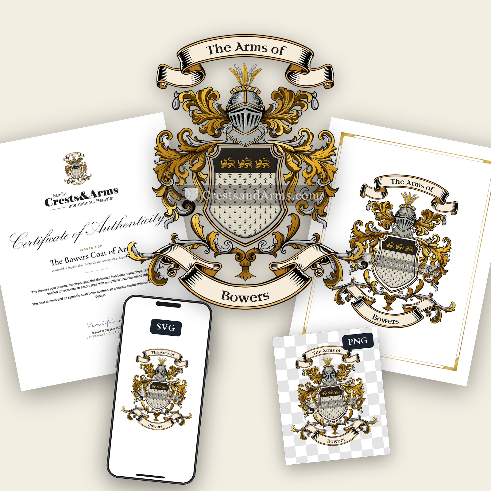 The Bowers arms on the coat of arms — digital pack