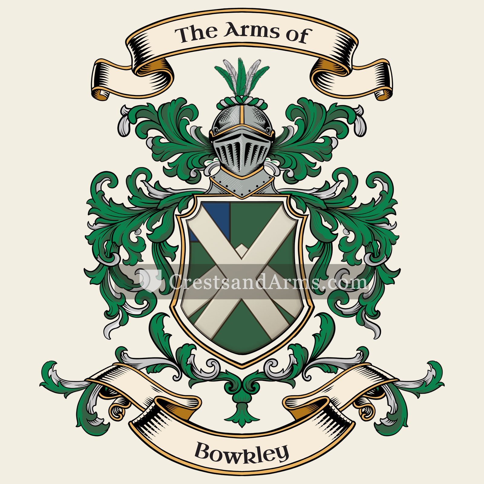 The Bowkley coat of arms, drawn from the recorded blazon