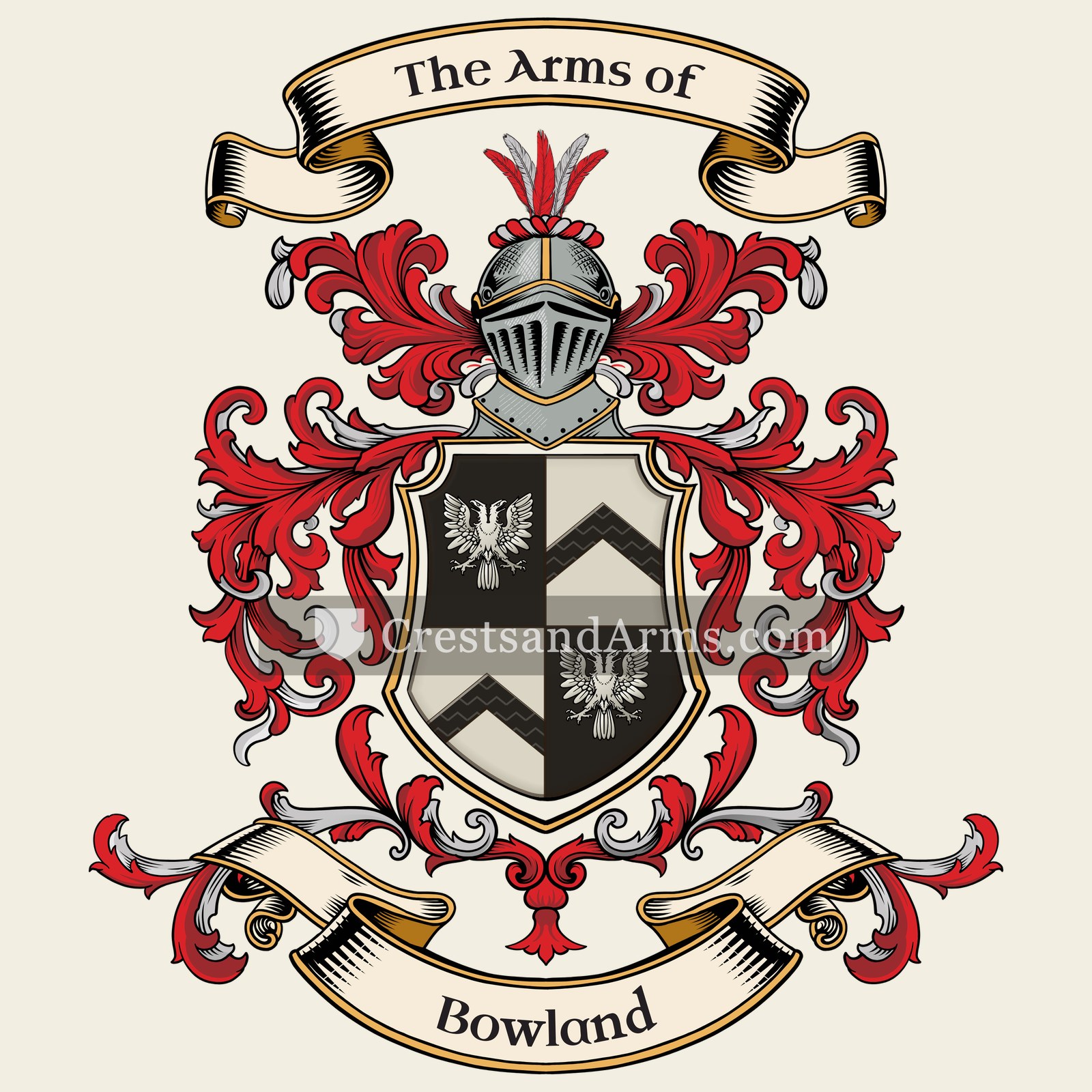 The Bowland coat of arms, drawn from the recorded blazon