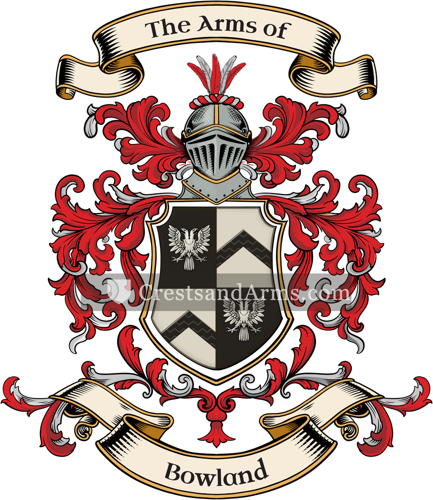 The Bowland coat of arms, drawn from the recorded blazon