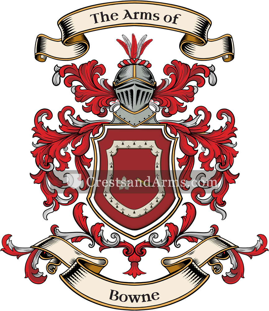 The Bowne coat of arms, drawn from the recorded blazon