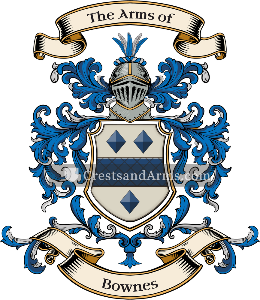 The Bownes coat of arms, drawn from the recorded blazon