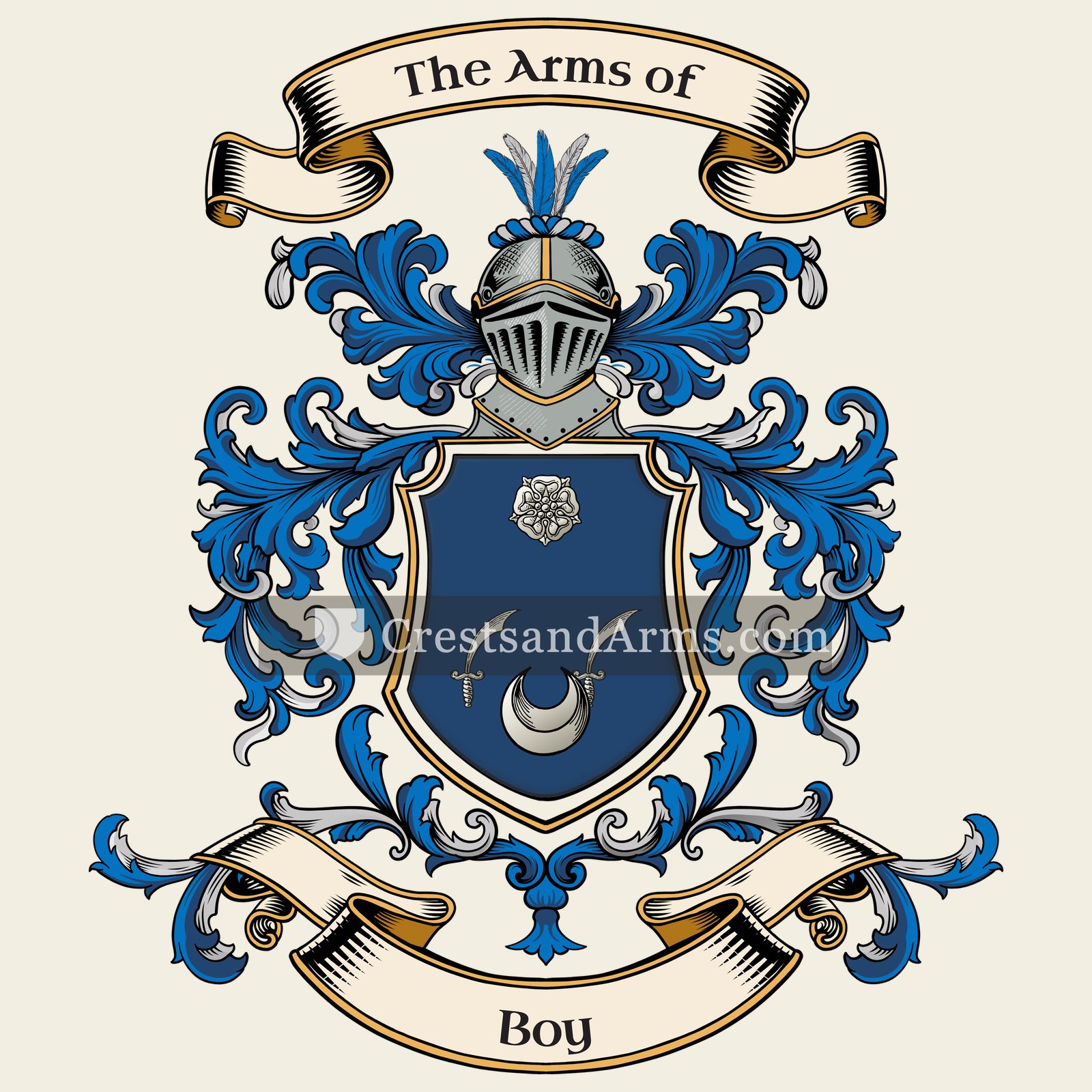 The Boy coat of arms, drawn from the recorded blazon