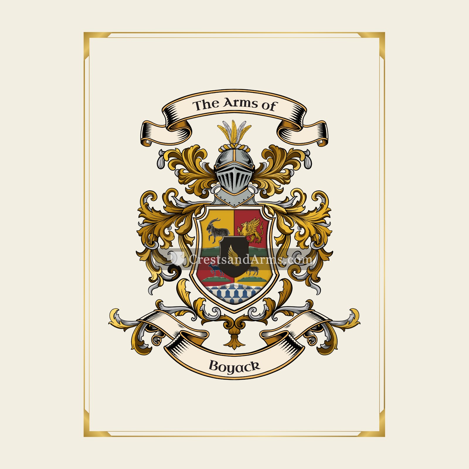 With gold border