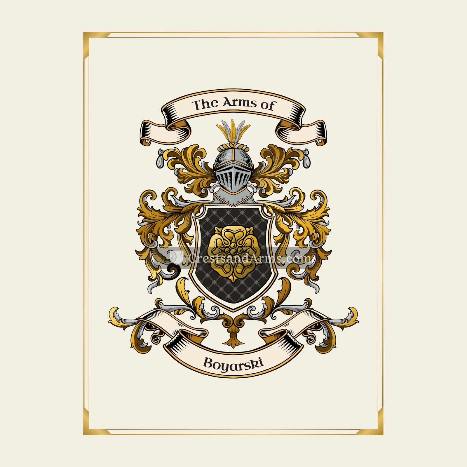 With gold border