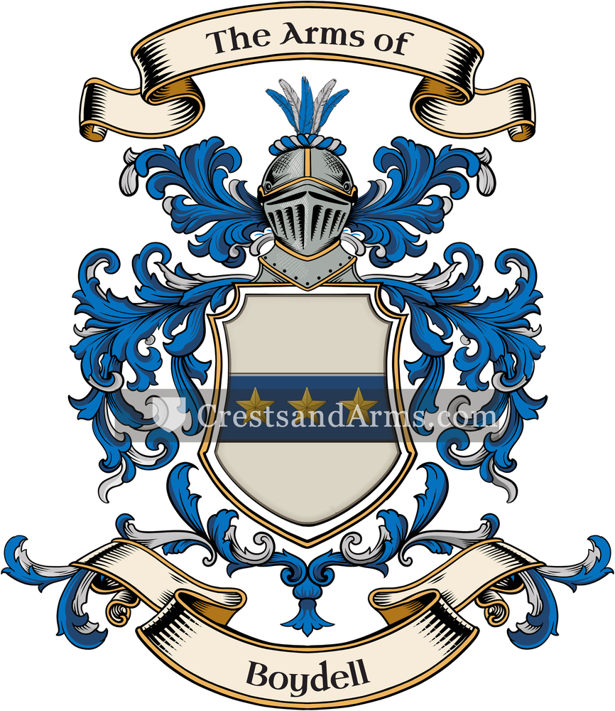 The Boydell coat of arms, drawn from the recorded blazon