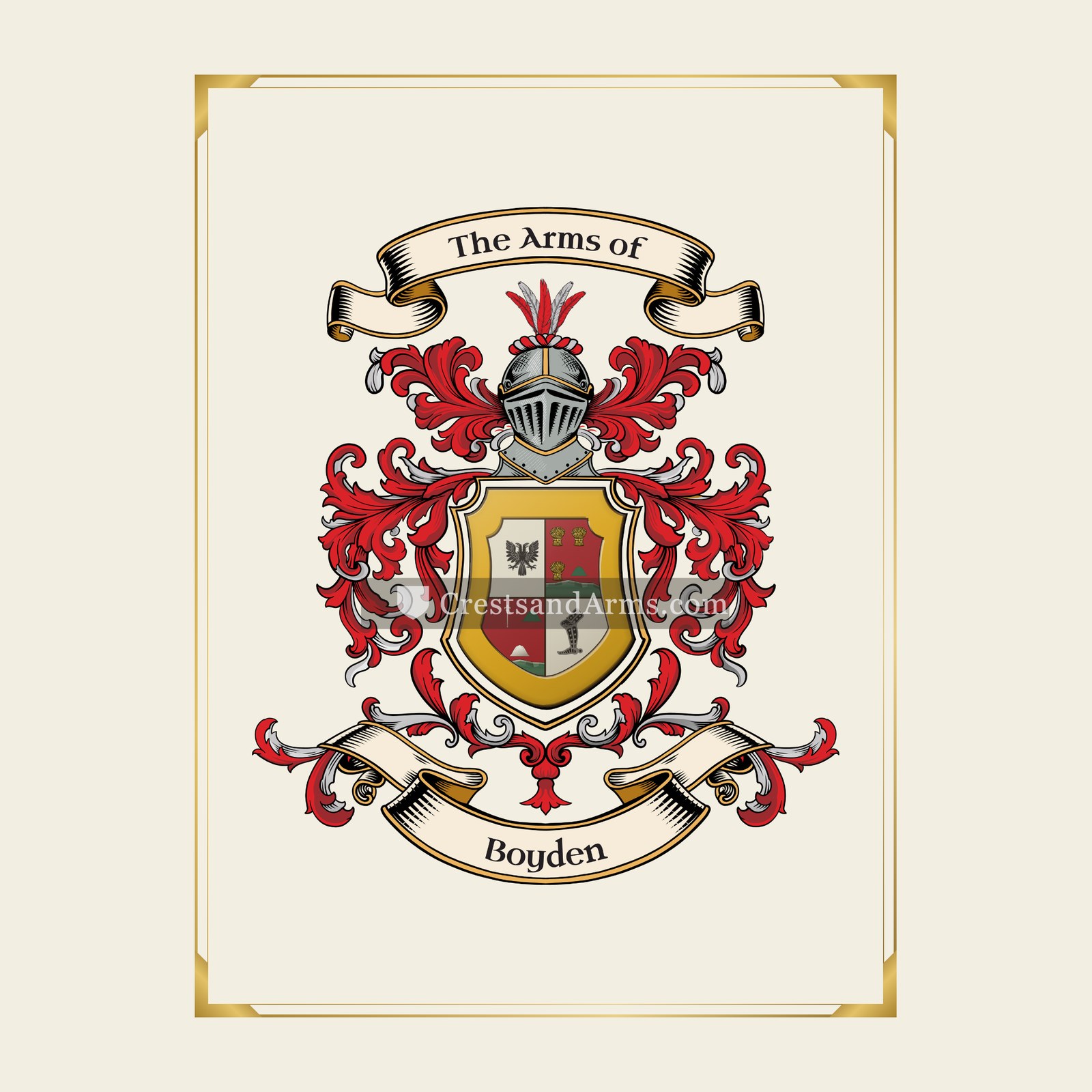With gold border