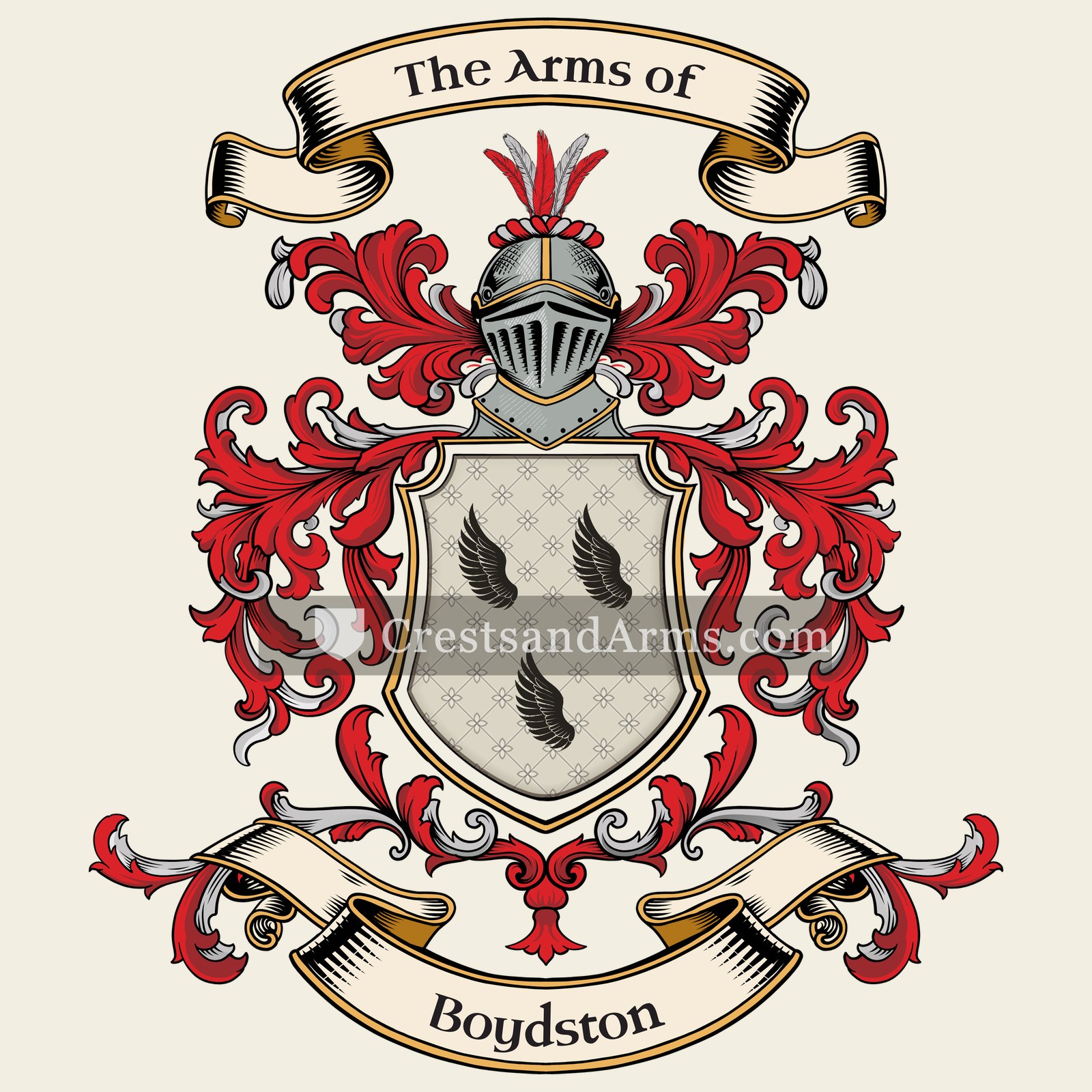The Boydston coat of arms, drawn from the recorded blazon
