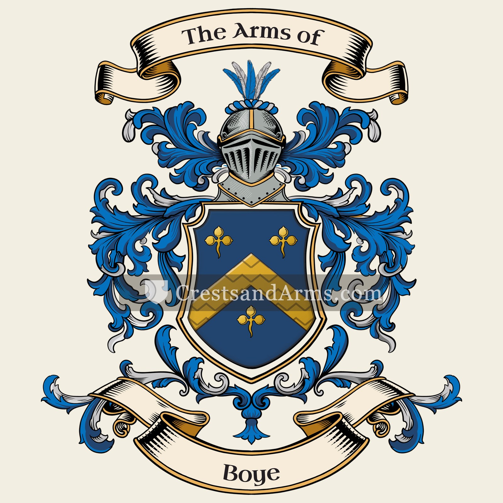 The Boye coat of arms, drawn from the recorded blazon