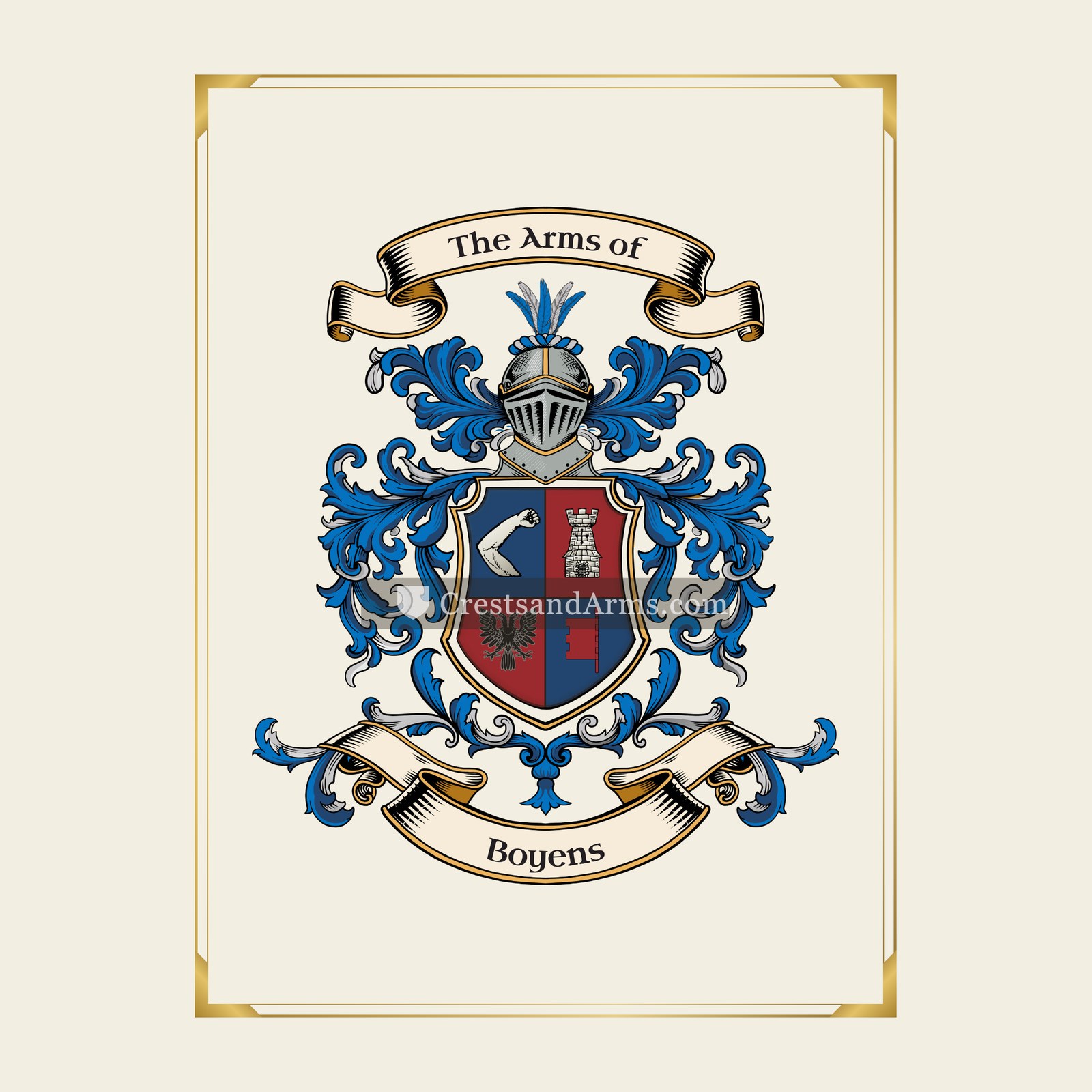 With gold border