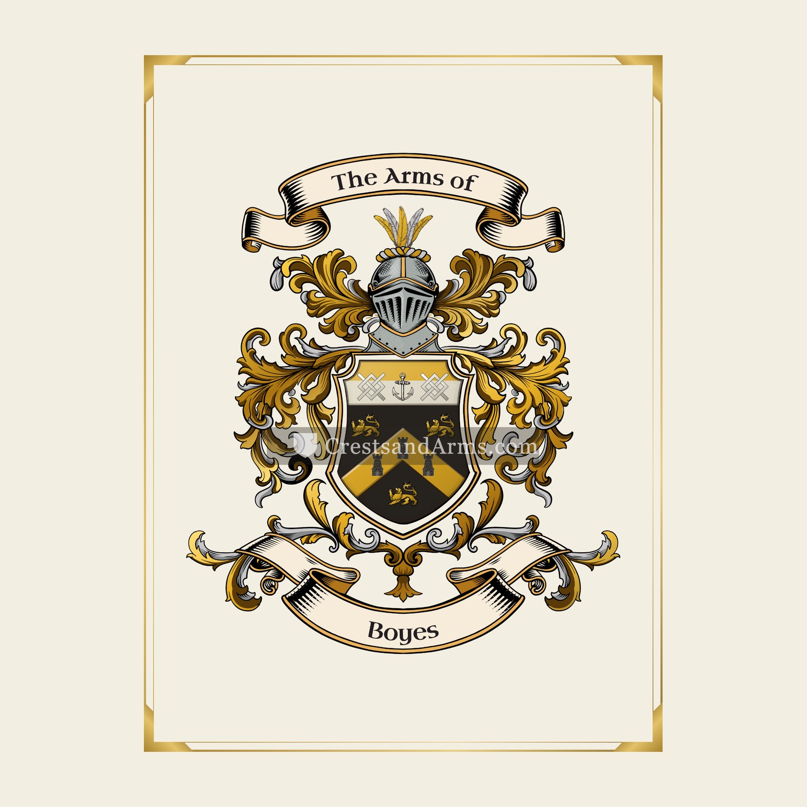 With gold border