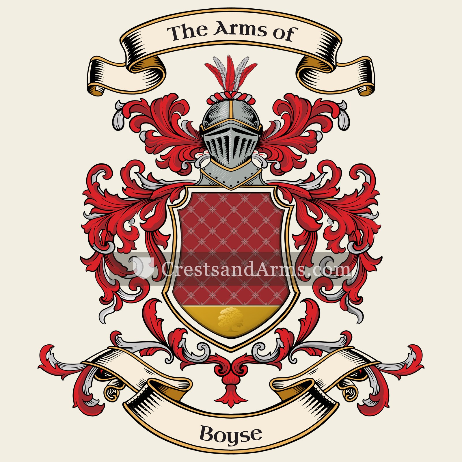 The Boyse coat of arms, drawn from the recorded blazon