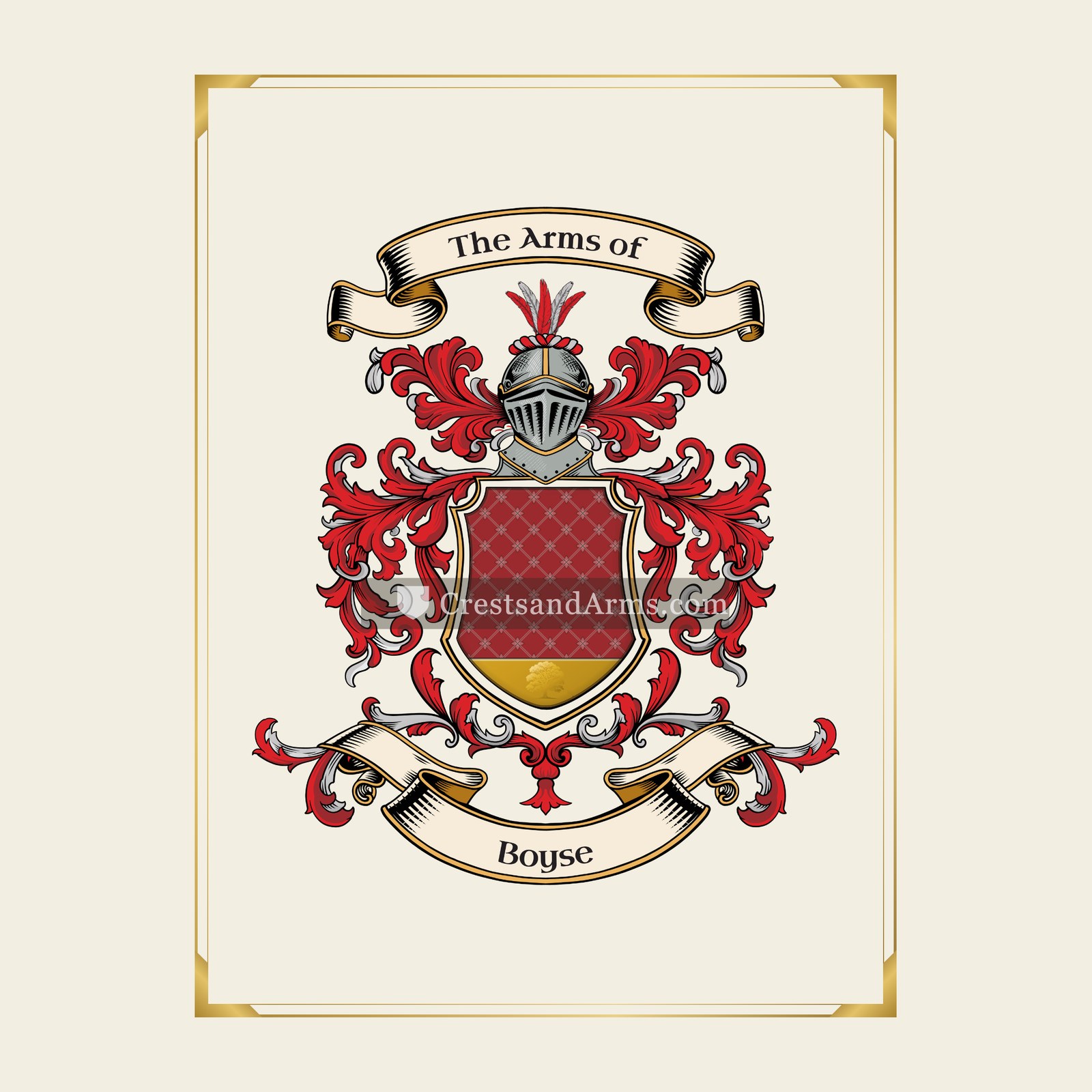 With gold border