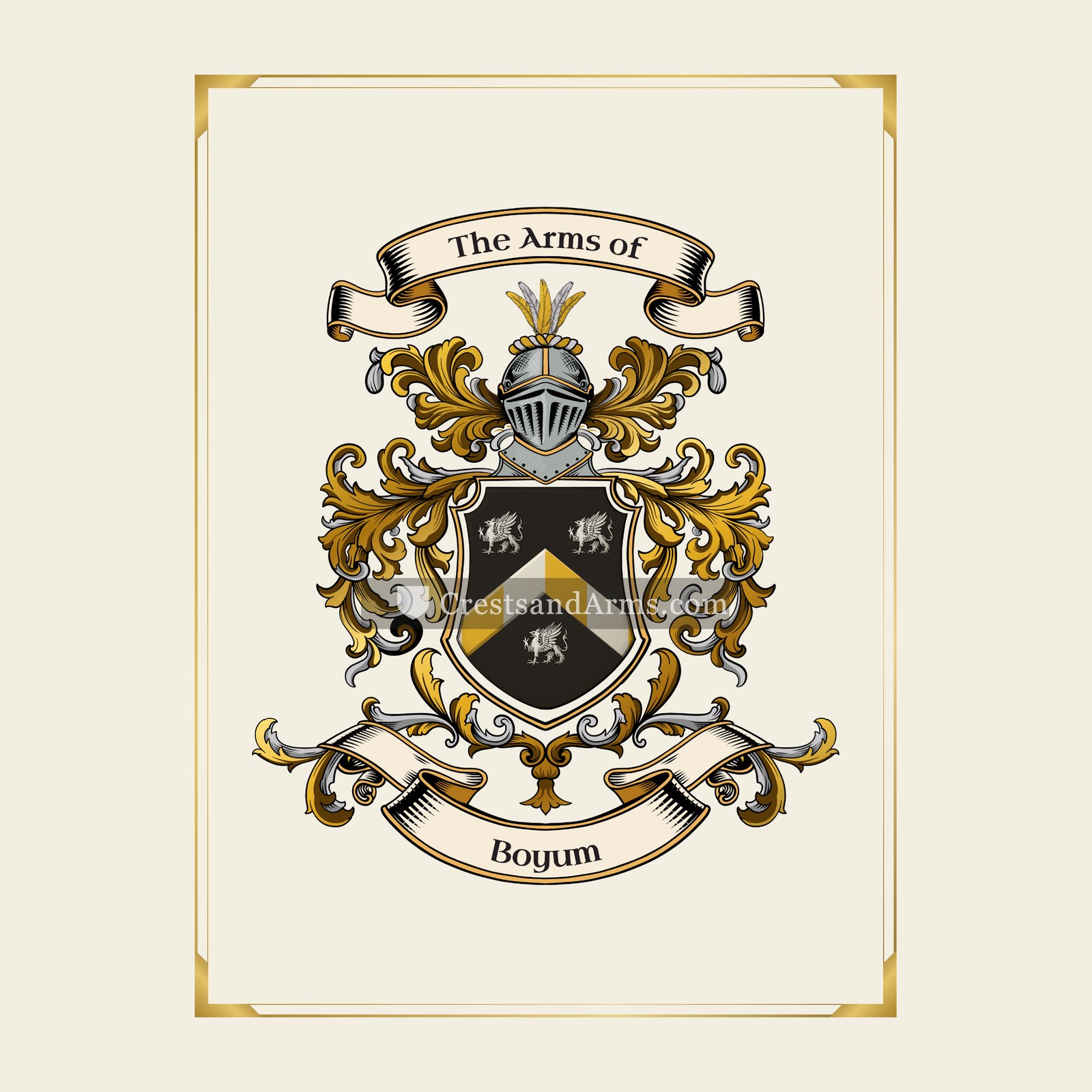 With gold border