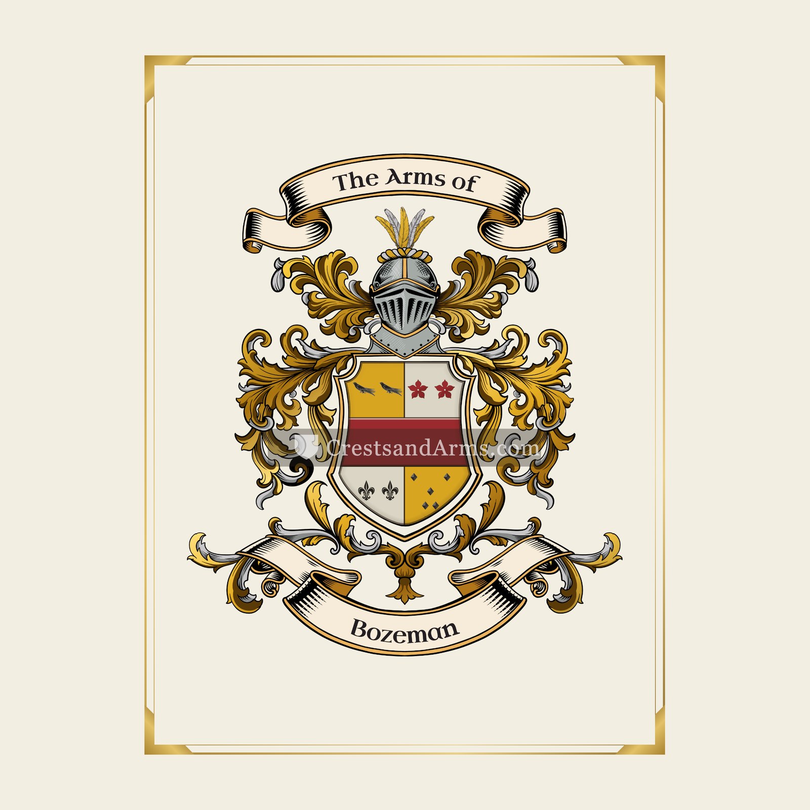 With gold border
