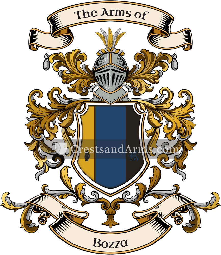 The Bozza coat of arms, drawn from the recorded blazon