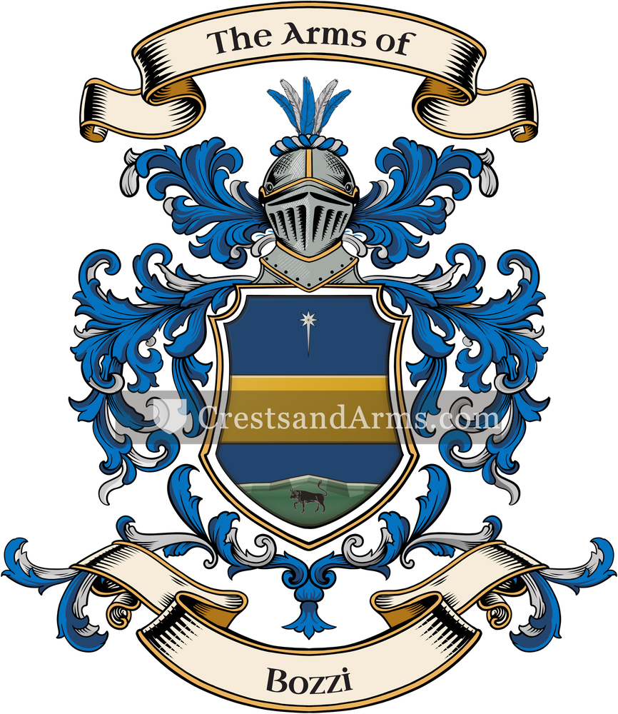 The Bozzi coat of arms, drawn from the recorded blazon
