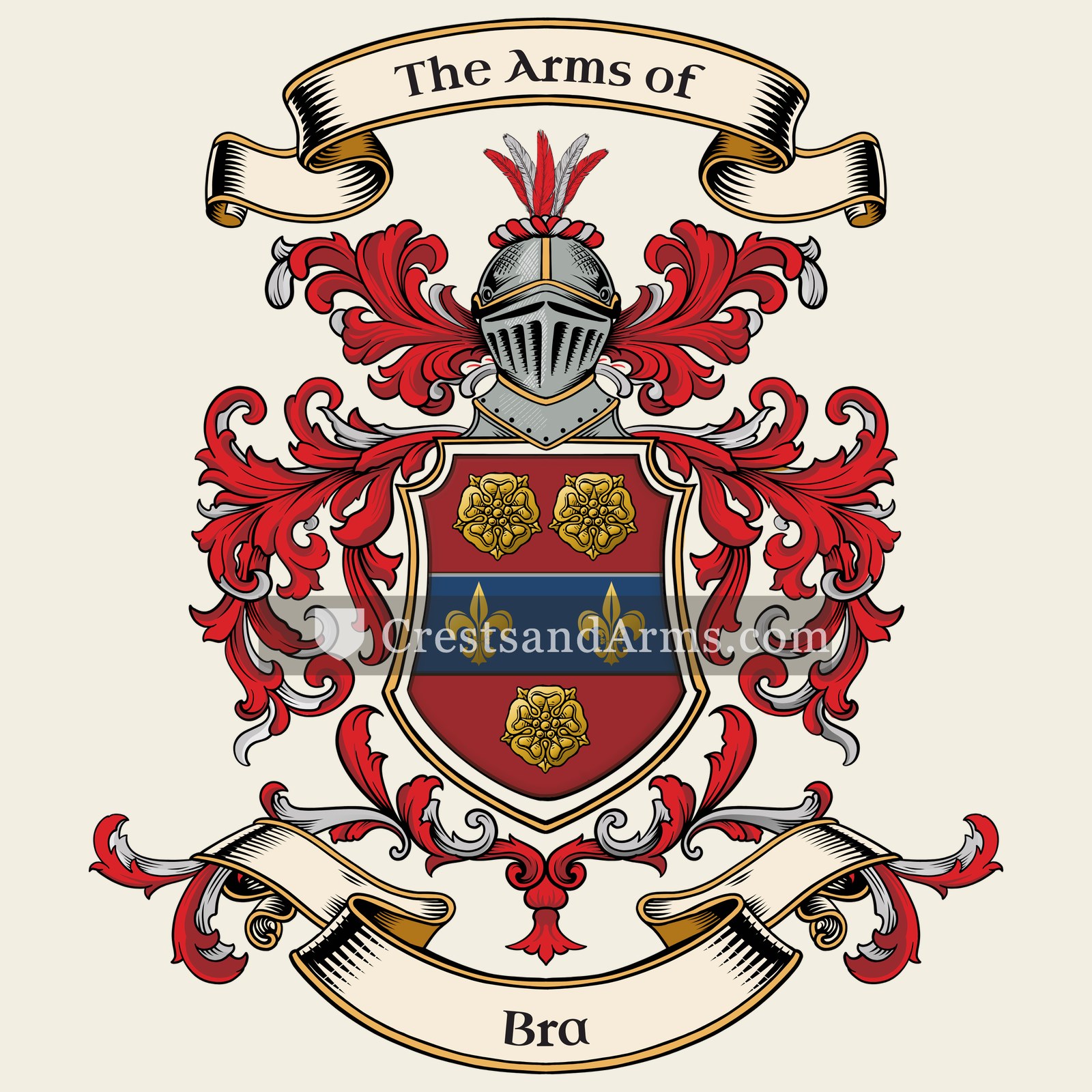 The Bra coat of arms, drawn from the recorded blazon