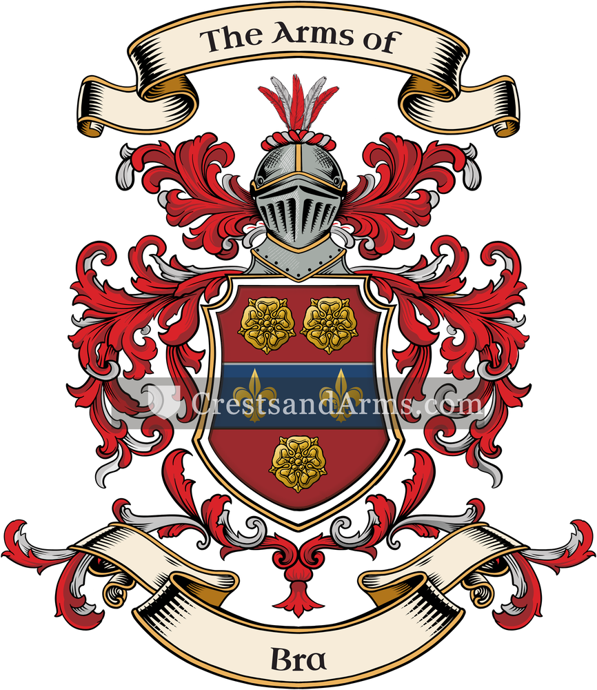 The Bra coat of arms, drawn from the recorded blazon