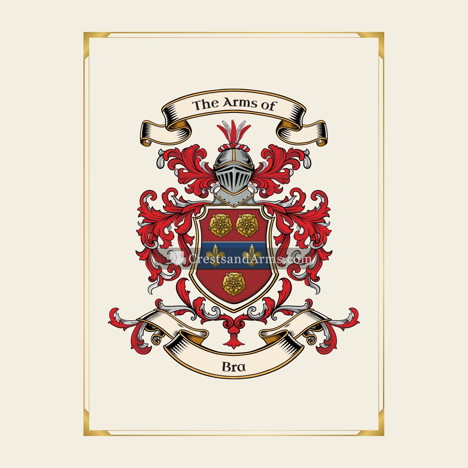 With gold border