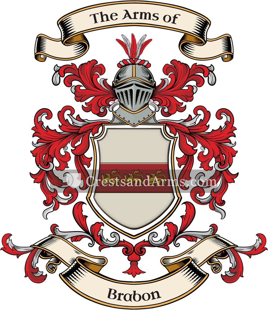 The Brabon coat of arms, drawn from the recorded blazon