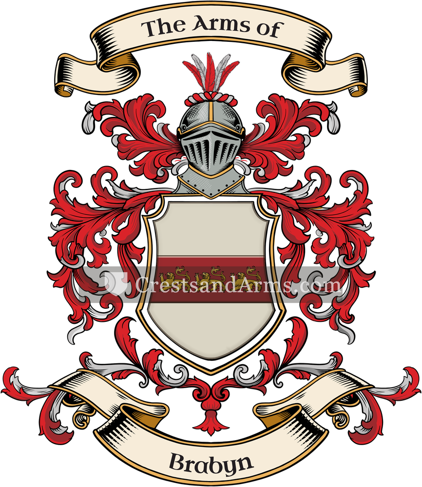 The Brabyn coat of arms, drawn from the recorded blazon