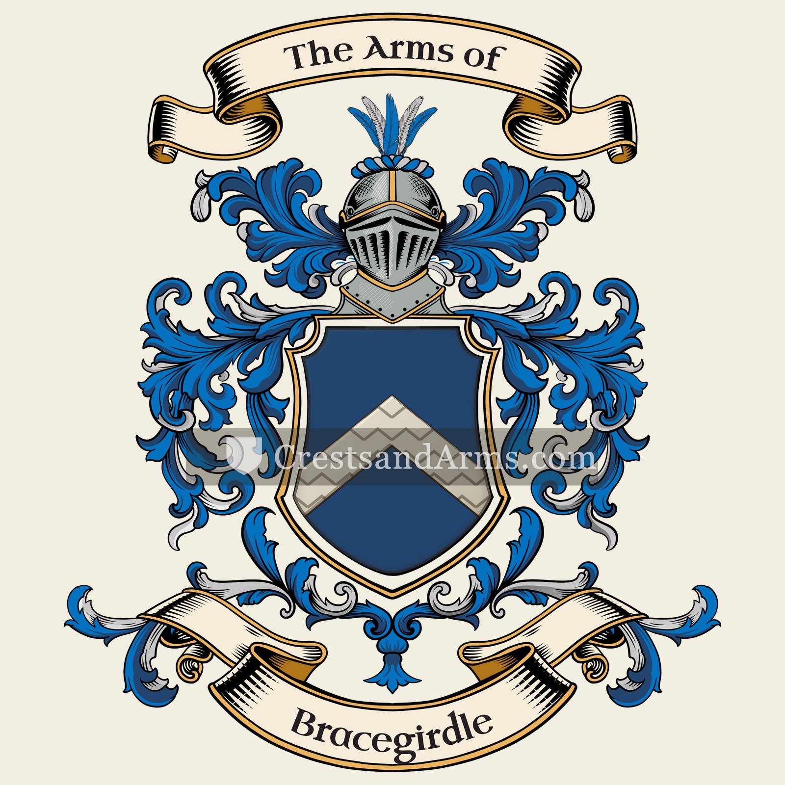 The Bracegirdle coat of arms, drawn from the recorded blazon