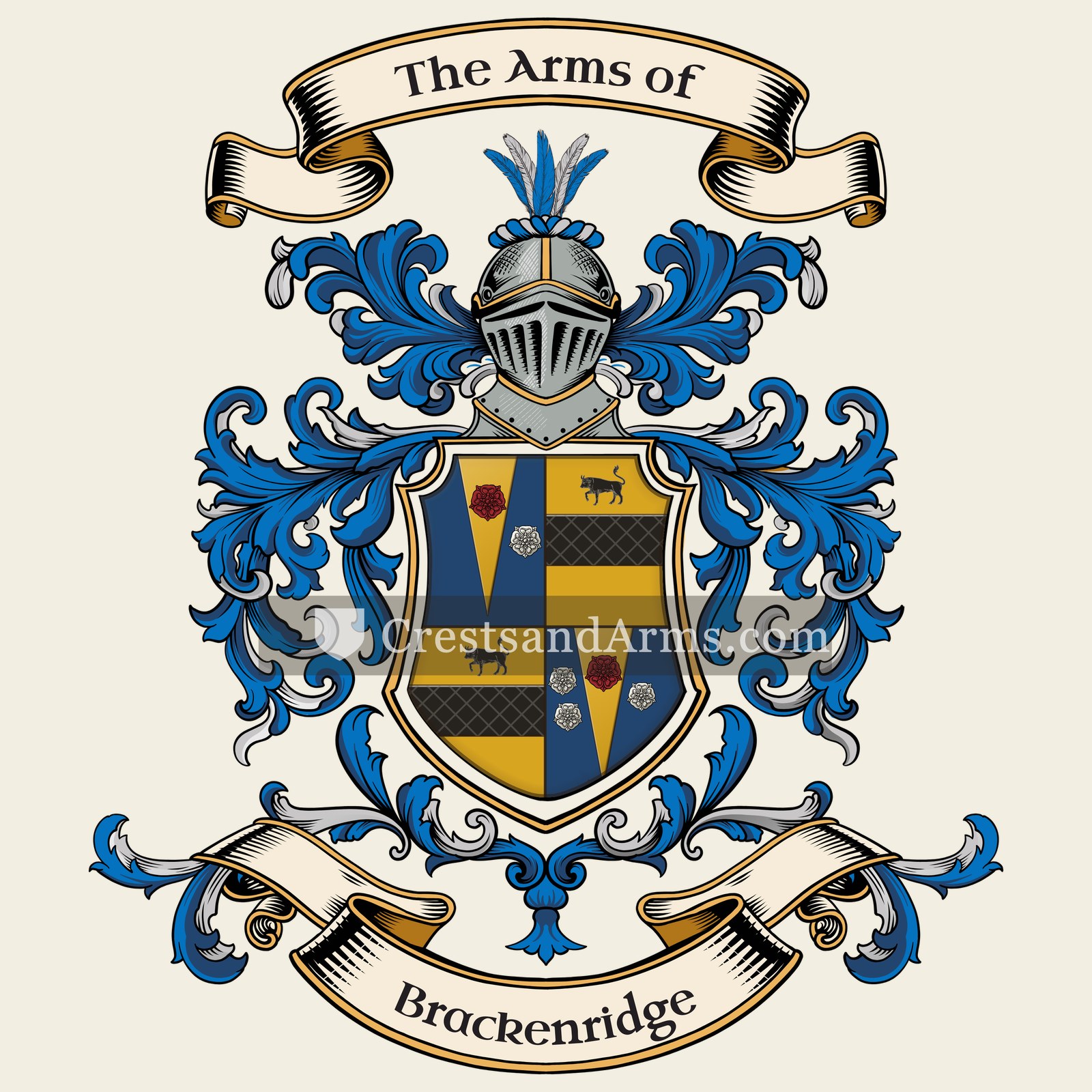 The Brackenridge coat of arms, drawn from the recorded blazon