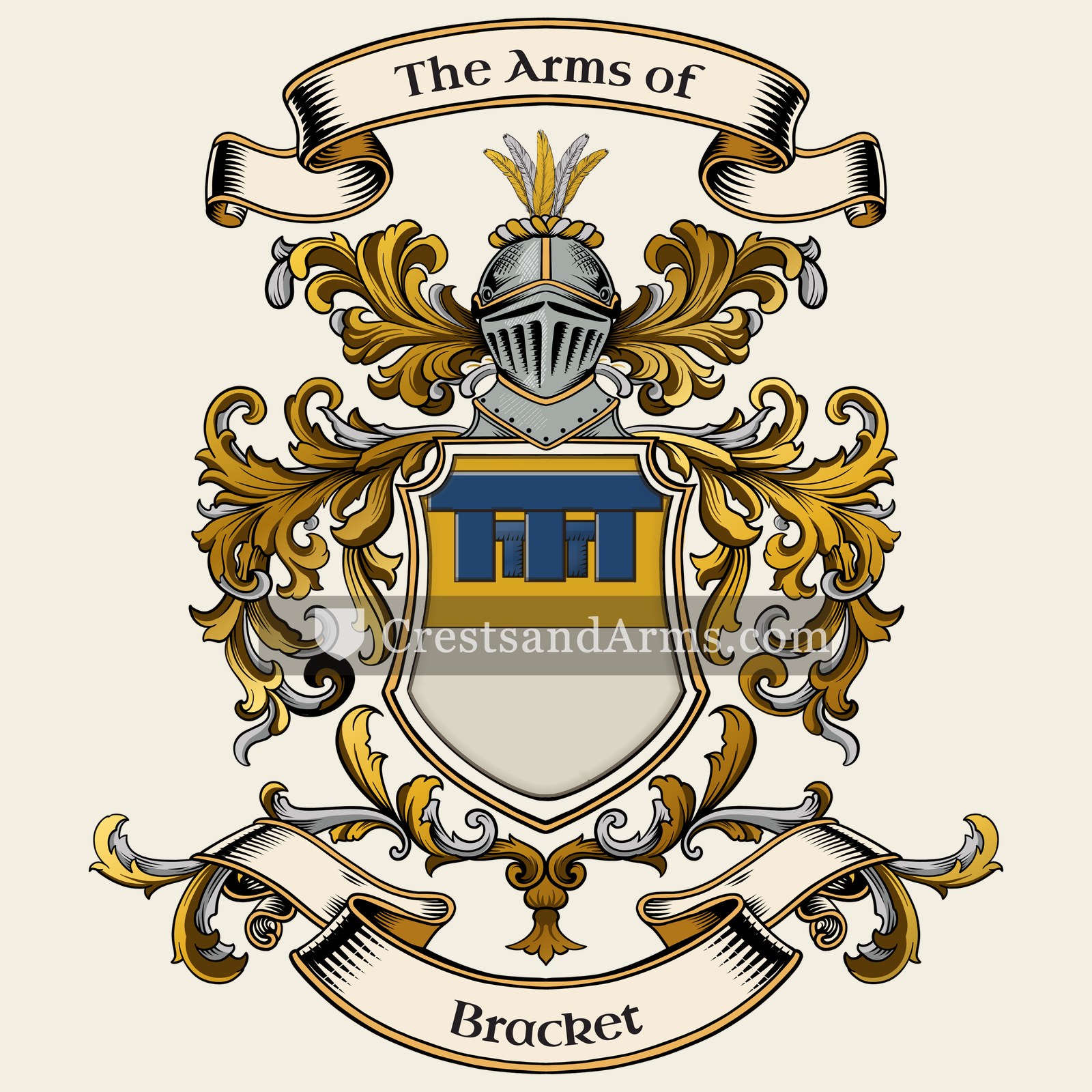 The Bracket coat of arms, drawn from the recorded blazon