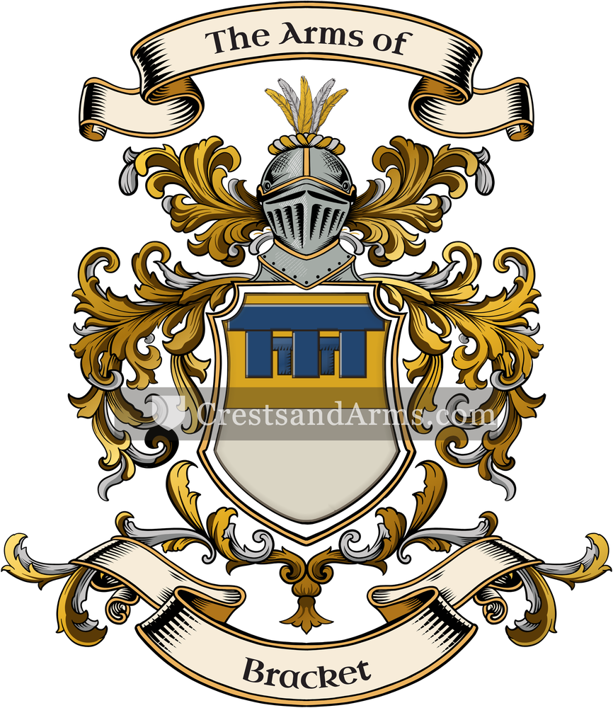 The Bracket coat of arms, drawn from the recorded blazon