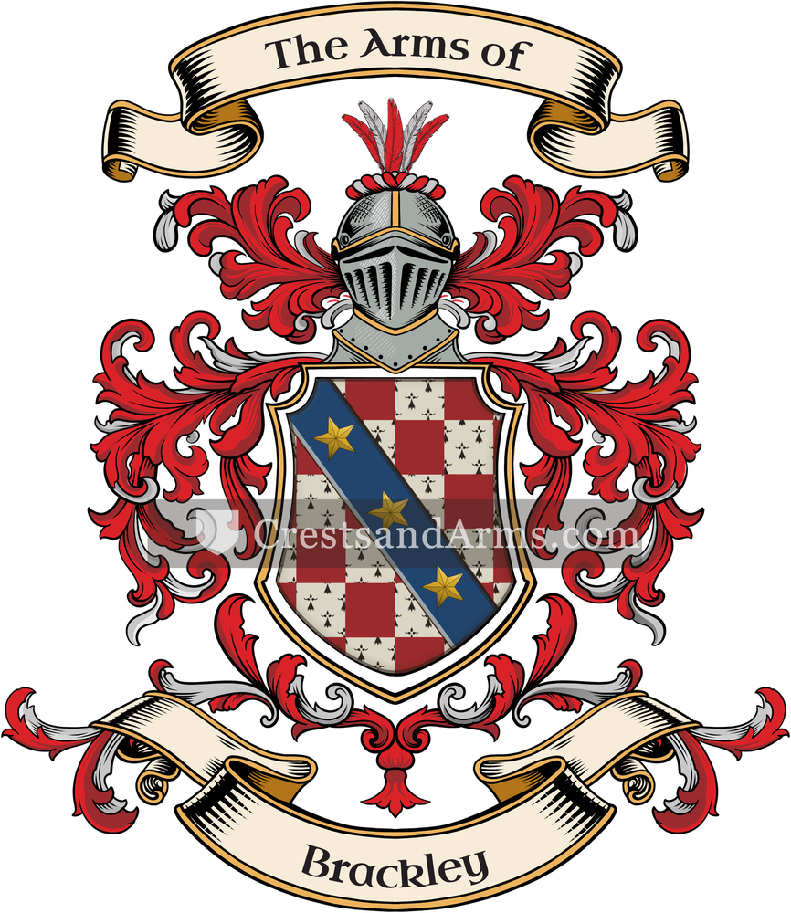 The Brackley coat of arms, drawn from the recorded blazon