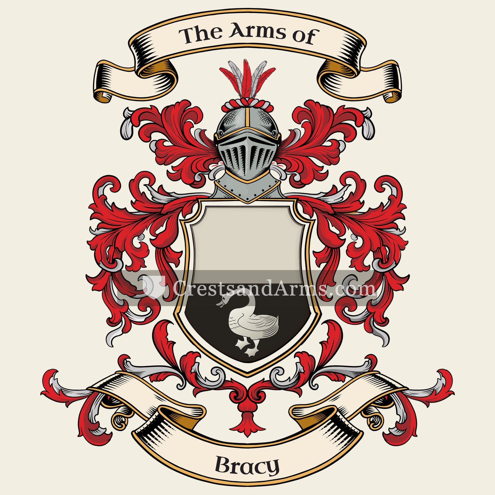 The Bracy coat of arms, drawn from the recorded blazon