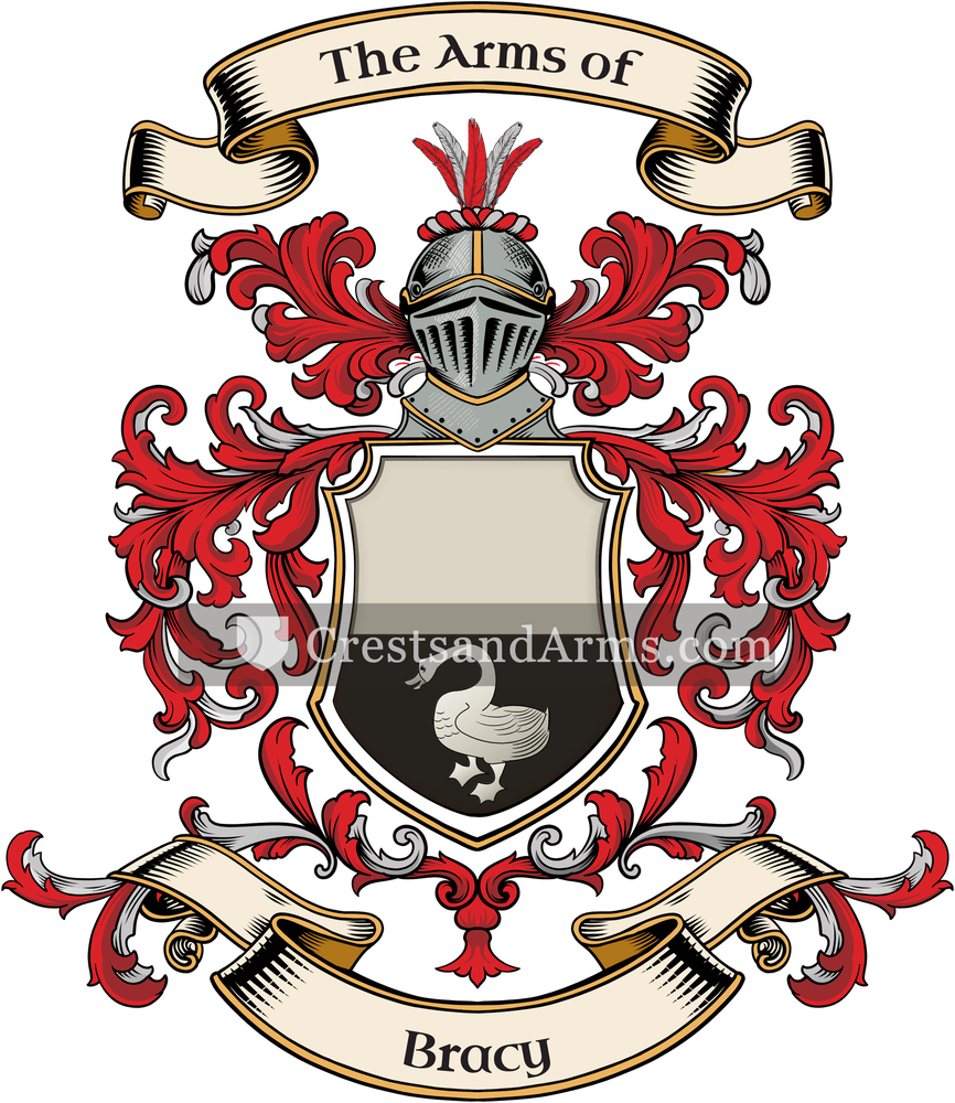 The Bracy coat of arms, drawn from the recorded blazon