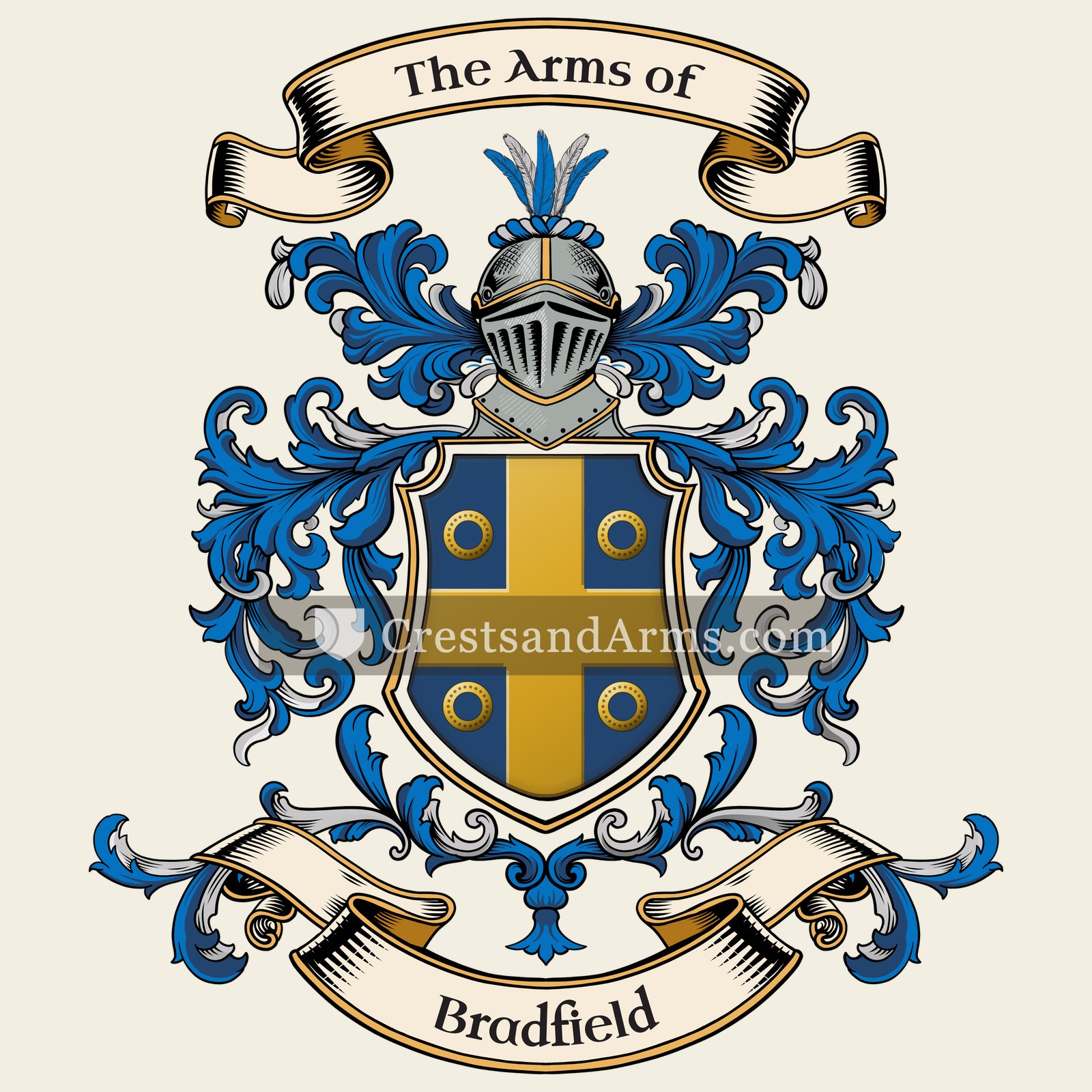 The Bradfield coat of arms, drawn from the recorded blazon